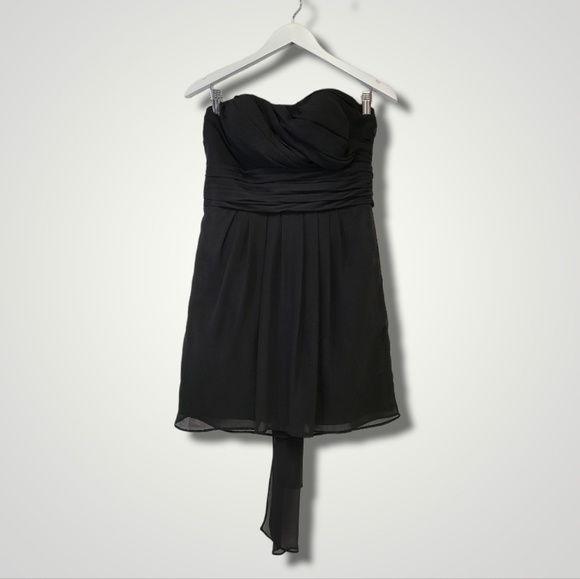 Bill Levkoff Dress Womens 8 Black Strapless Ruched Bodice Flowy Skirt - Picture 1 of 7